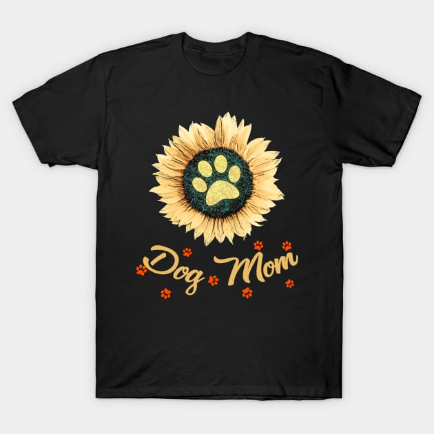 dog mom sunflower tshirt for dog lovers. T-Shirt by diaalkilany